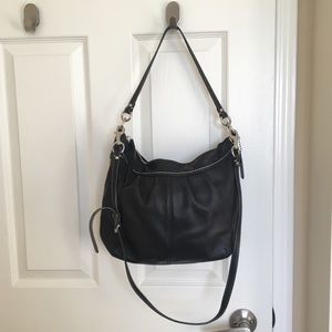 Coach black leather crossbody hobo bag